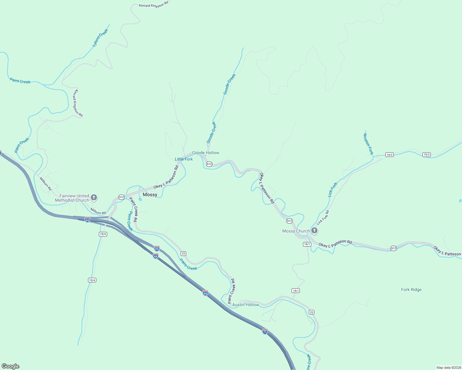 map of restaurants, bars, coffee shops, grocery stores, and more near 1192 Okey L Patteson Road in Scarbro