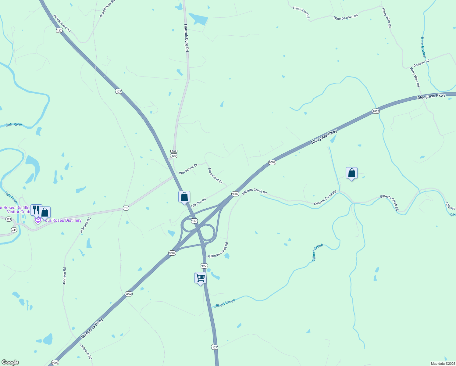 map of restaurants, bars, coffee shops, grocery stores, and more near 1067 Old Joe Road in Lawrenceburg