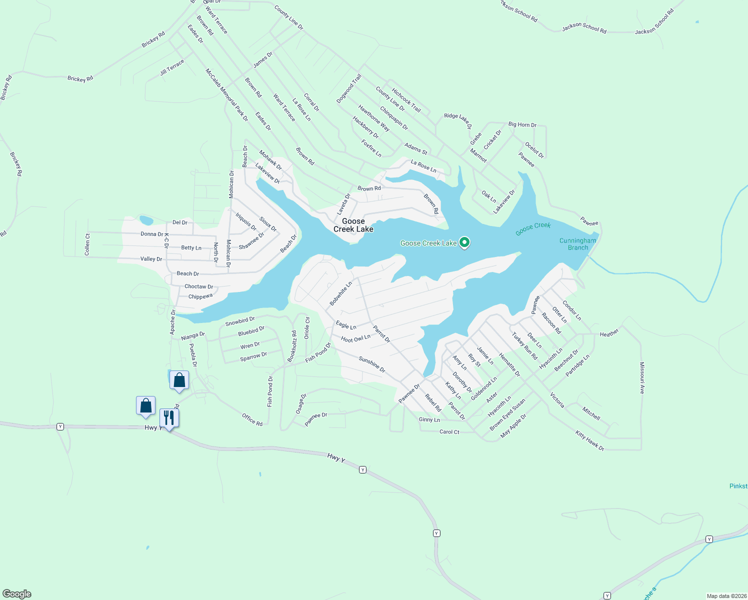 map of restaurants, bars, coffee shops, grocery stores, and more near 6513 Robin Lane in French Village