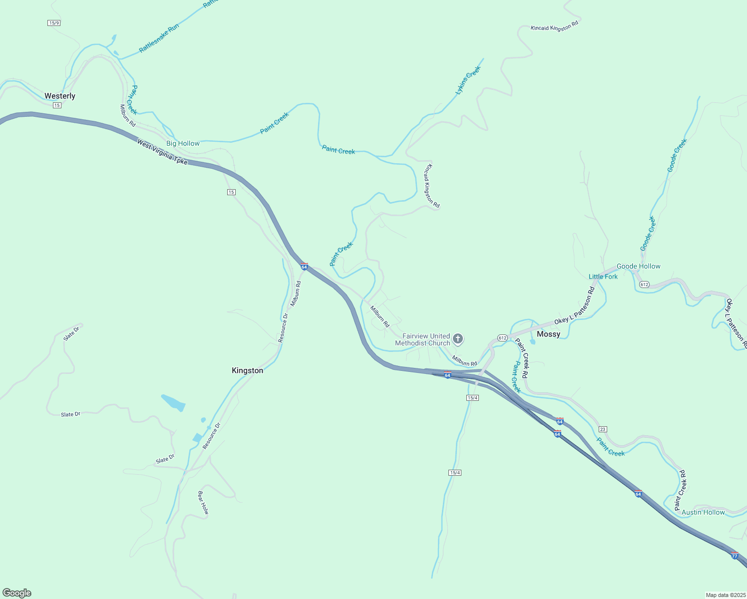 map of restaurants, bars, coffee shops, grocery stores, and more near 30 Kincaid Kingston Road in Scarbro