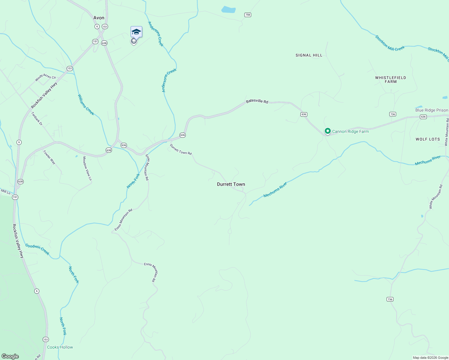 map of restaurants, bars, coffee shops, grocery stores, and more near Durrett Town Rd in Afton