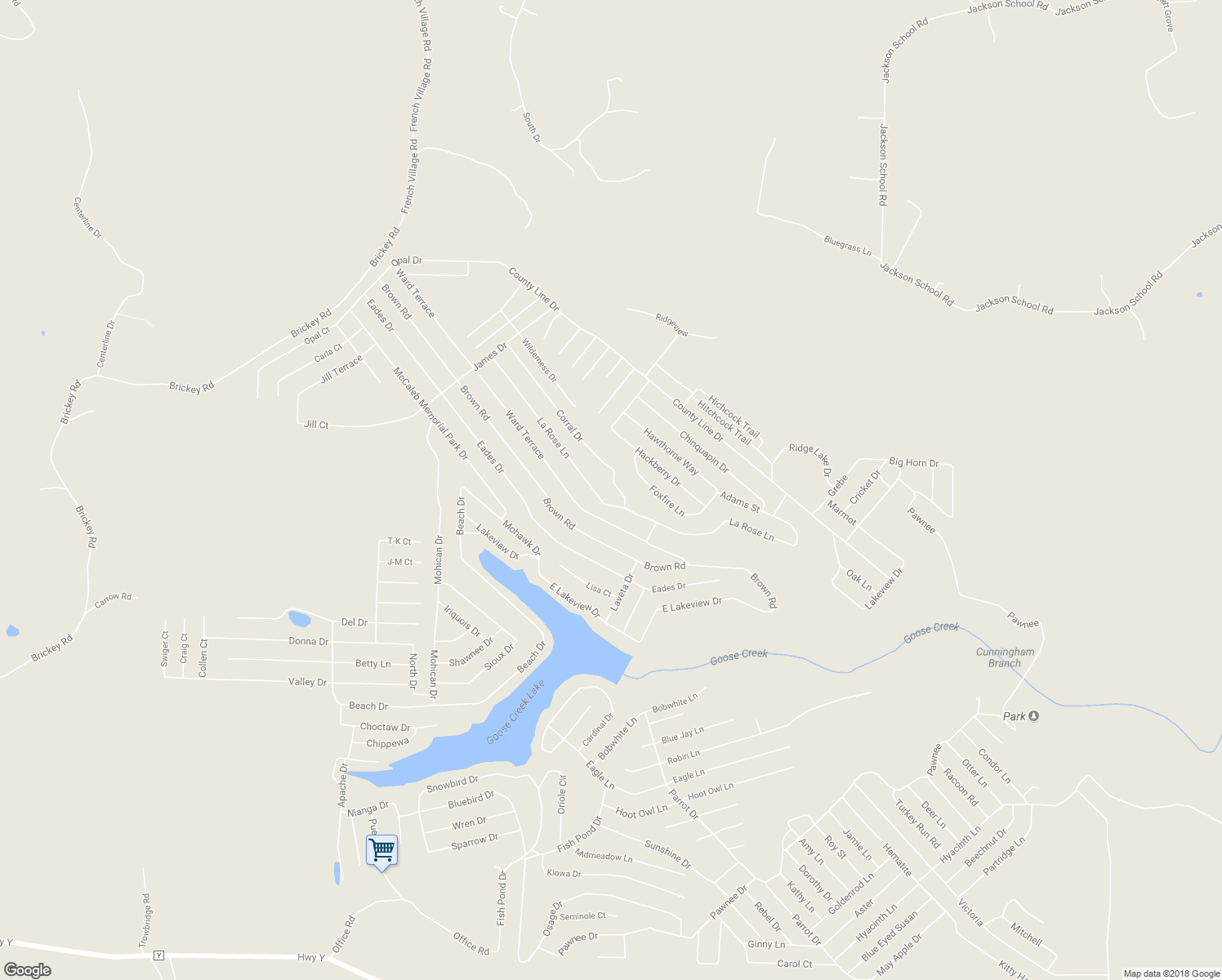 map of restaurants, bars, coffee shops, grocery stores, and more near 6266 Corral Drive in French Village