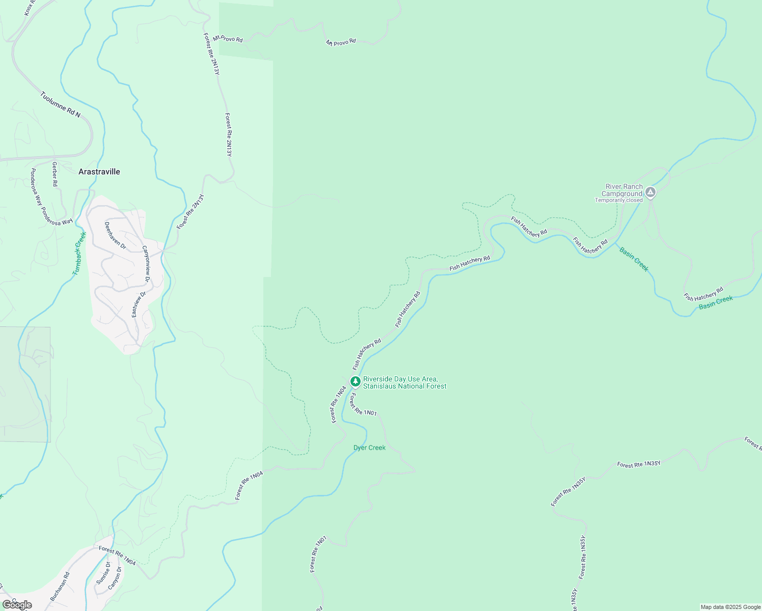 map of restaurants, bars, coffee shops, grocery stores, and more near West Side Rails: Tuolumne City to North Fork/Tuolumne River in Tuolumne County