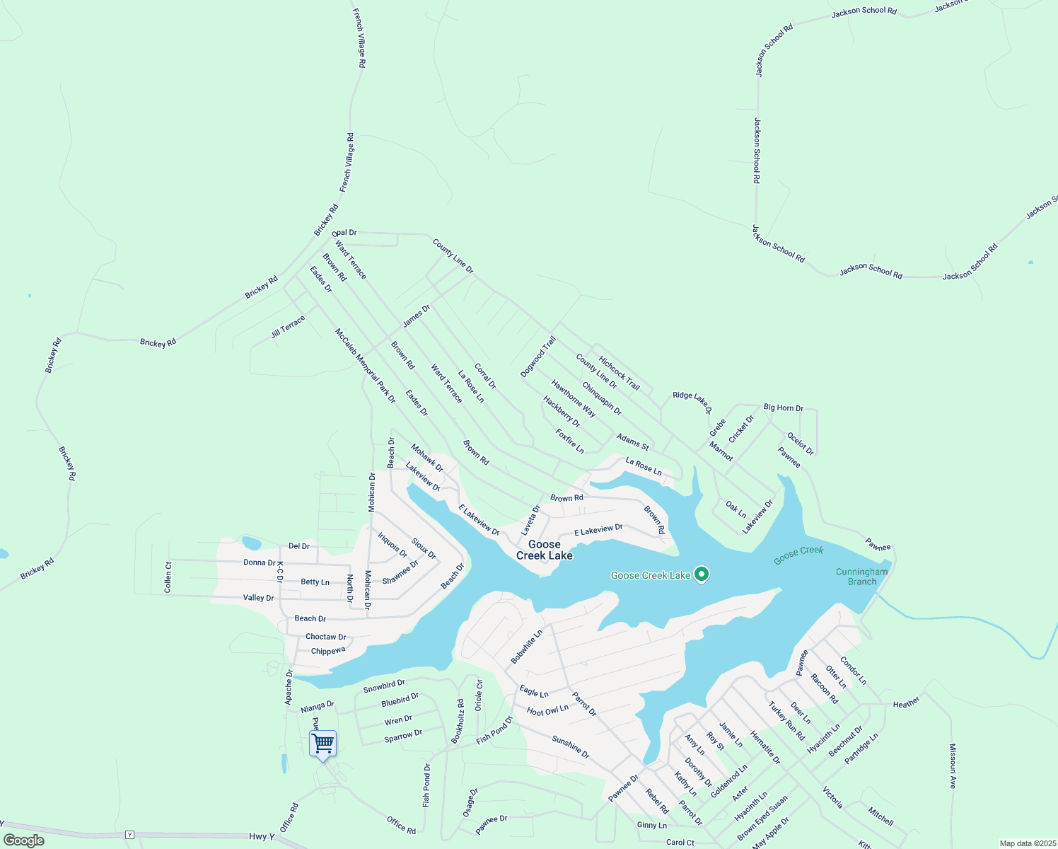 map of restaurants, bars, coffee shops, grocery stores, and more near 6266 Corral Drive in French Village