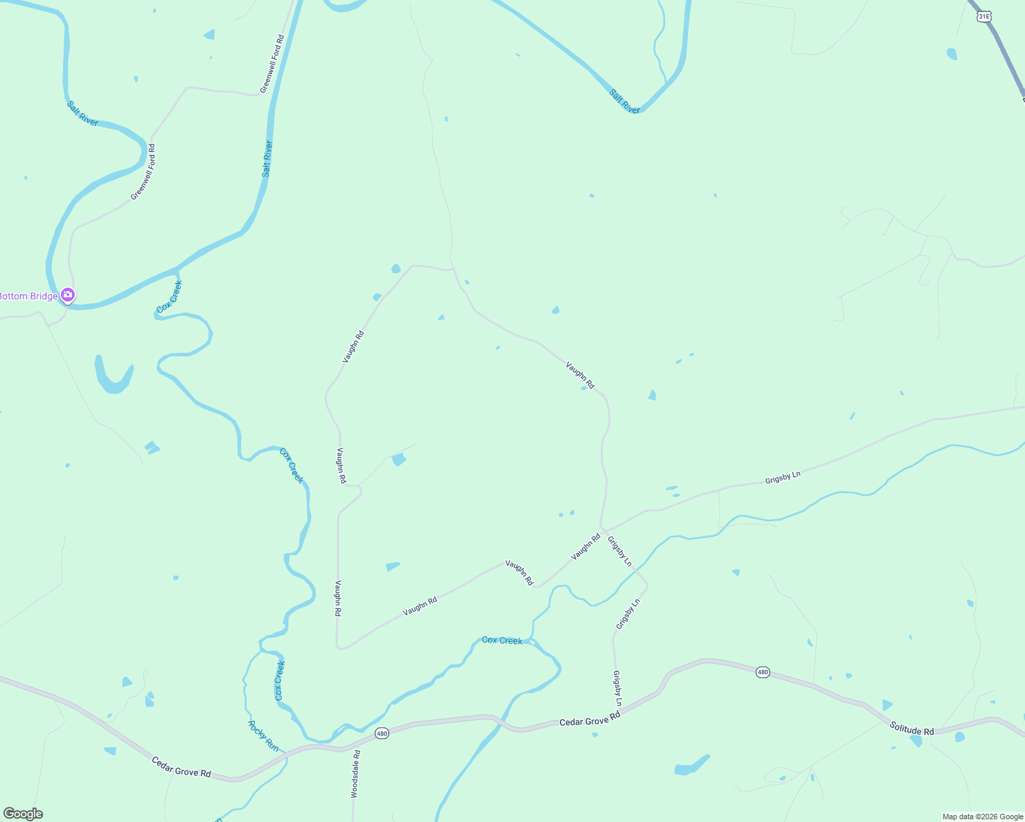 map of restaurants, bars, coffee shops, grocery stores, and more near 917 Vaughn Road in Coxs Creek