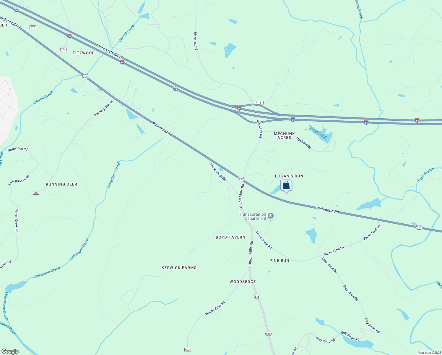 map of restaurants, bars, coffee shops, grocery stores, and more near 4535 Three Chopt Road in Troy