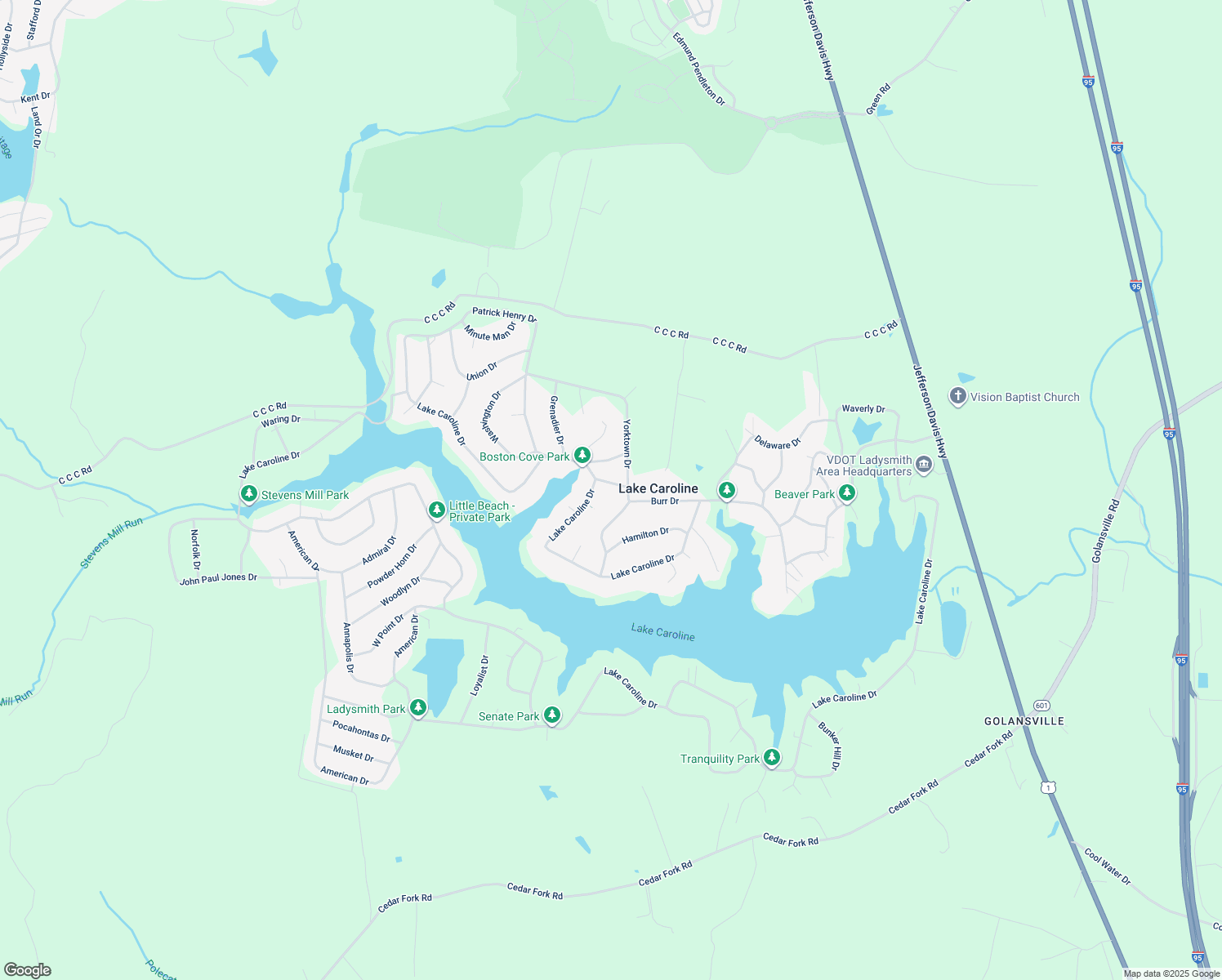 map of restaurants, bars, coffee shops, grocery stores, and more near 202 Clinton Drive in Ruther Glen