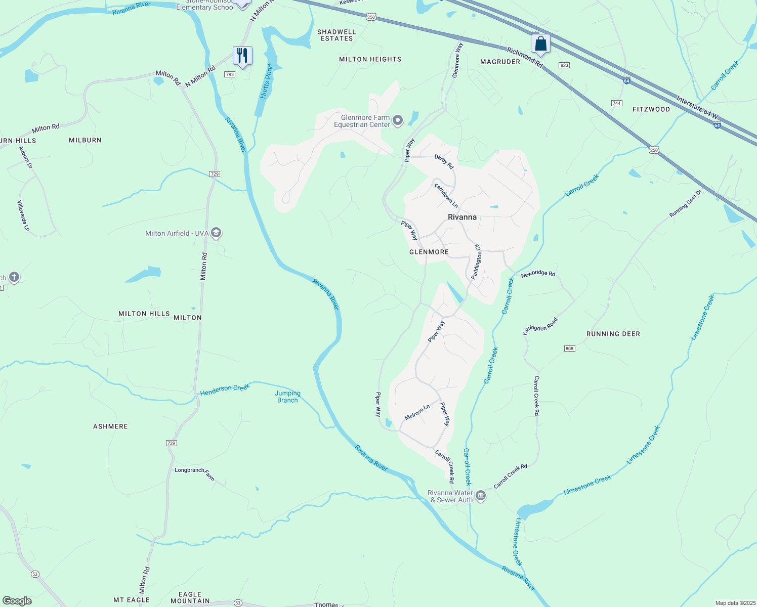 map of restaurants, bars, coffee shops, grocery stores, and more near 3193 Prestwick Place in Keswick
