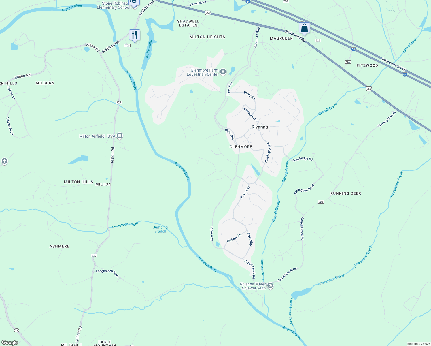 map of restaurants, bars, coffee shops, grocery stores, and more near 3193 Prestwick Place in Keswick