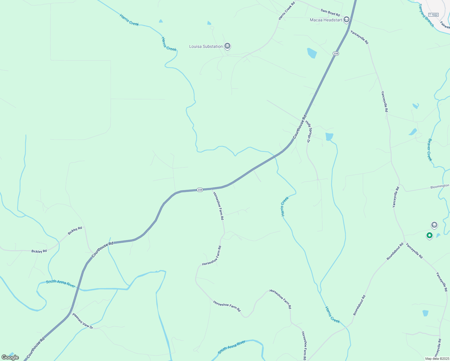 map of restaurants, bars, coffee shops, grocery stores, and more near 6559 Courthouse Road in Louisa