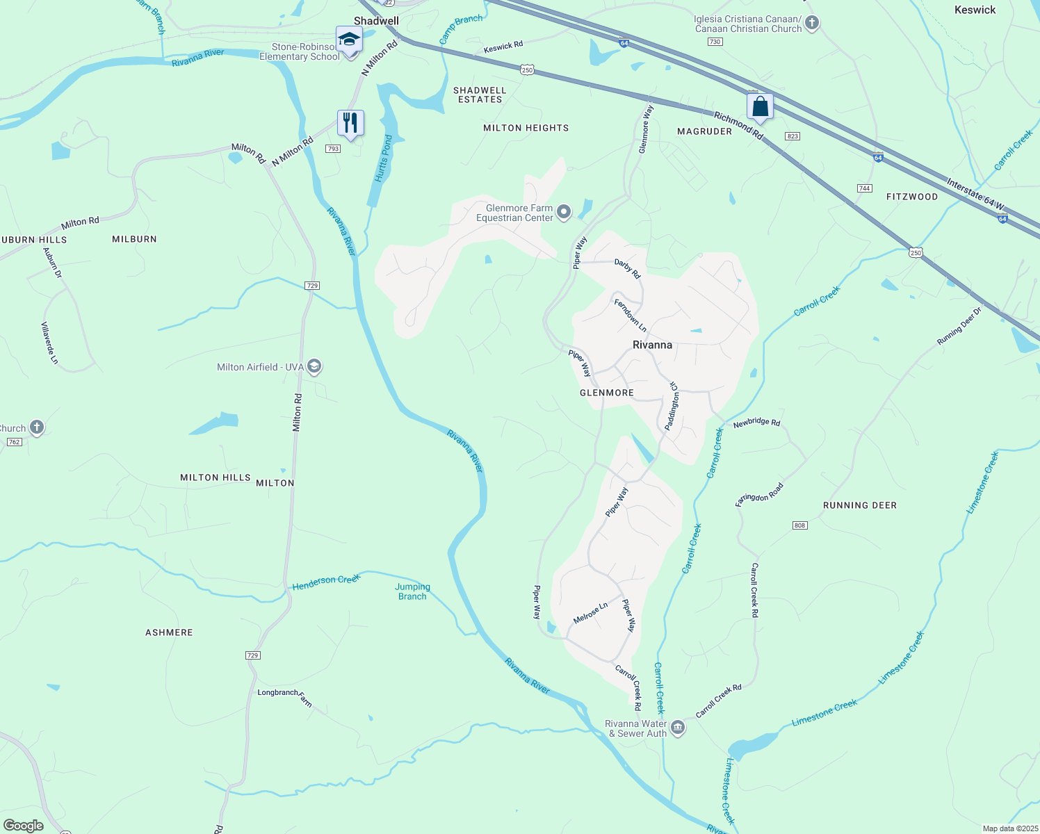 map of restaurants, bars, coffee shops, grocery stores, and more near 1509 Kinross Lane in Keswick