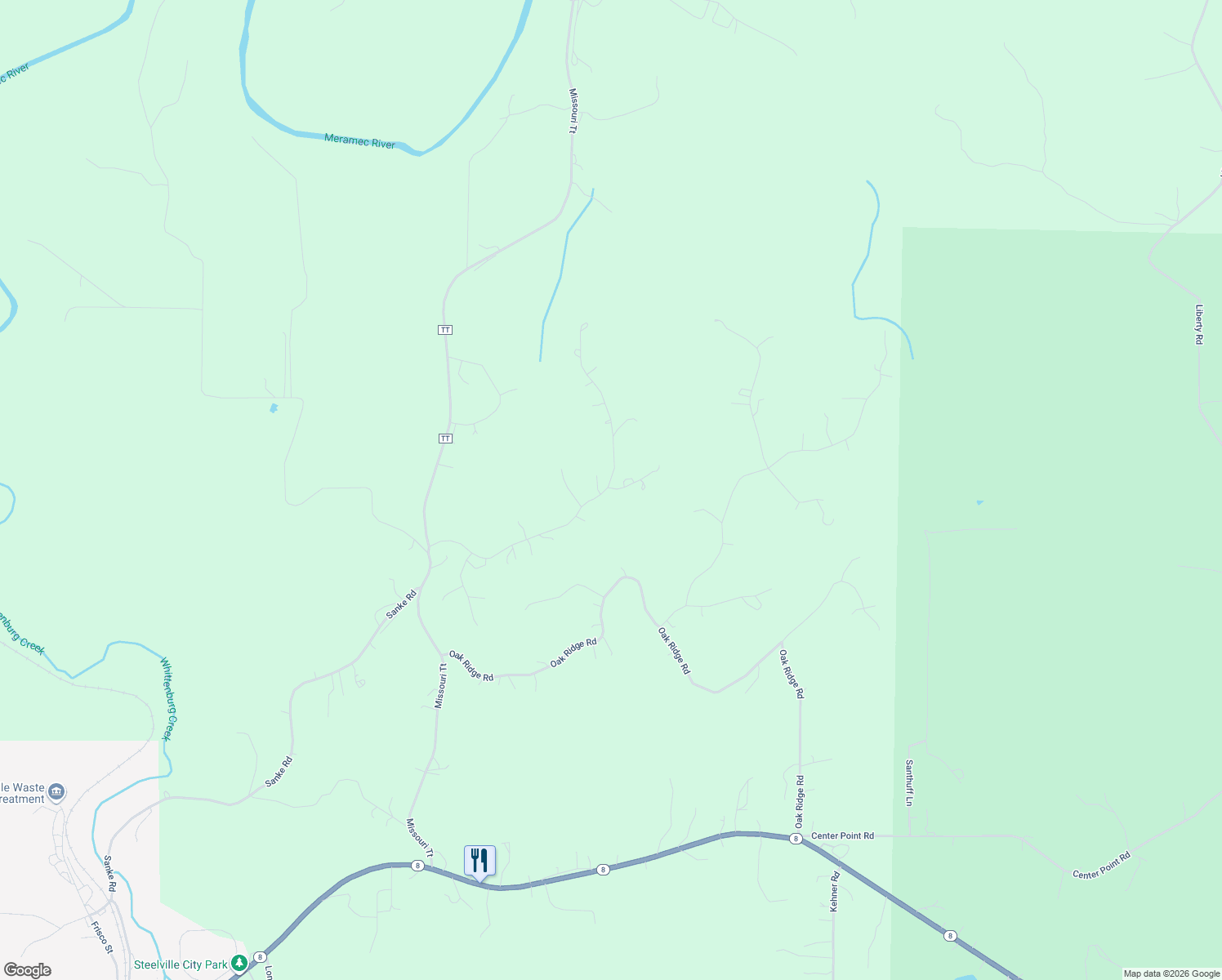 map of restaurants, bars, coffee shops, grocery stores, and more near 228 Timber Glen Road in Steelville