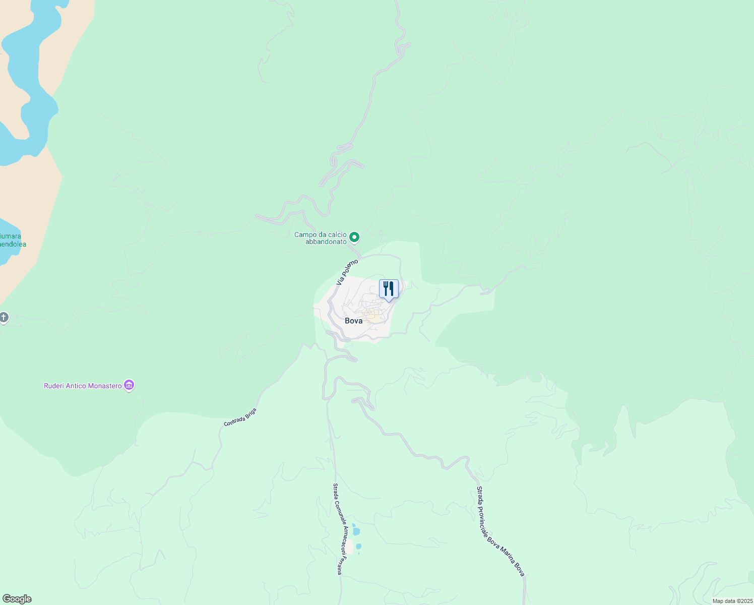 map of restaurants, bars, coffee shops, grocery stores, and more near 25 Via Rozzolino in Bova