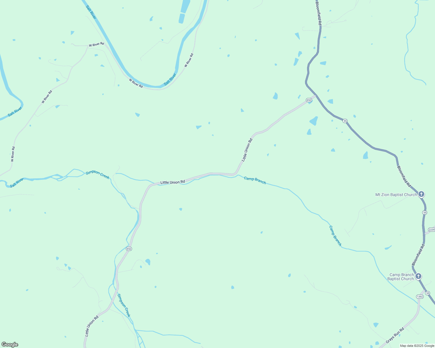map of restaurants, bars, coffee shops, grocery stores, and more near Little Union Road in Taylorsville