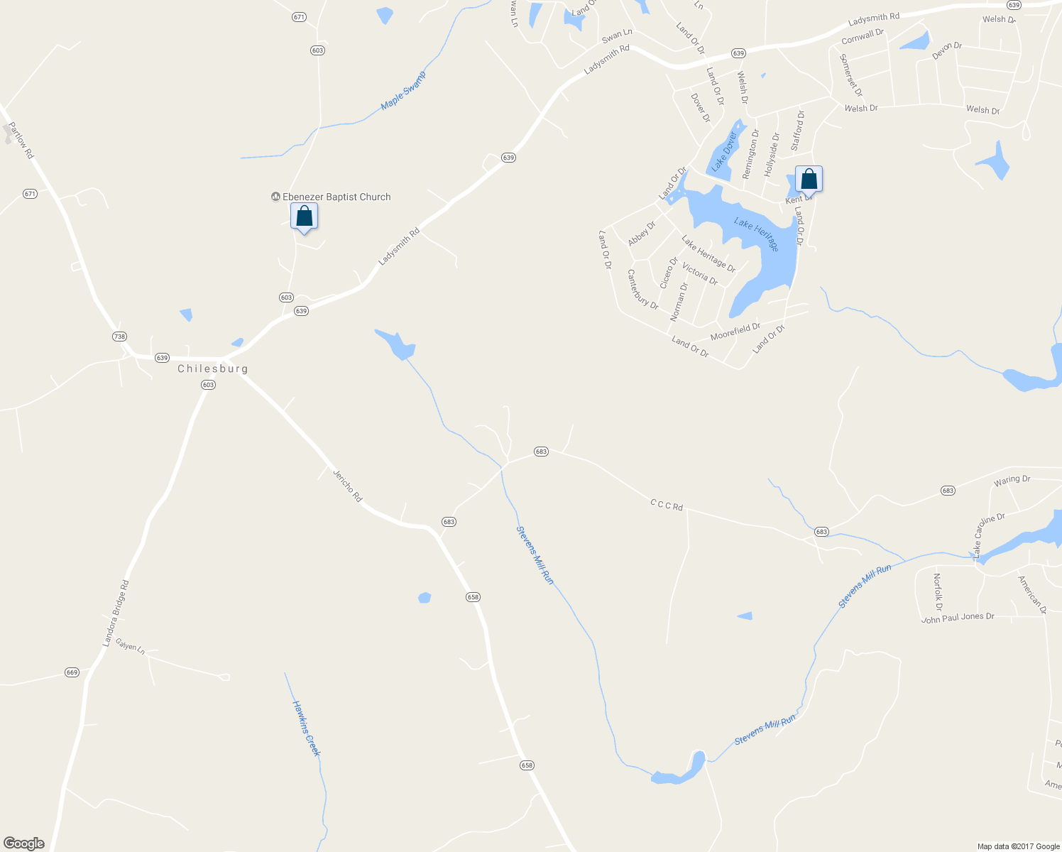 map of restaurants, bars, coffee shops, grocery stores, and more near 4435 C C C Road in Ruther Glen