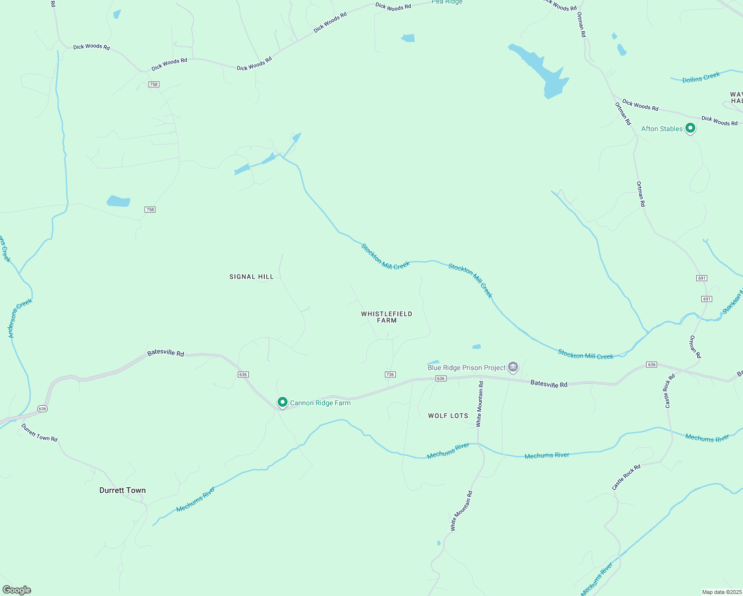 map of restaurants, bars, coffee shops, grocery stores, and more near 1463 Pughs Store Rd in Afton