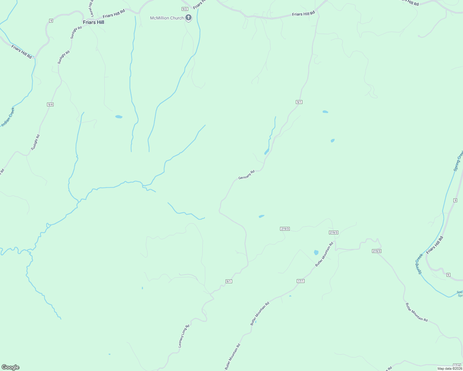 map of restaurants, bars, coffee shops, grocery stores, and more near Leanord Long Road in Greenbrier County