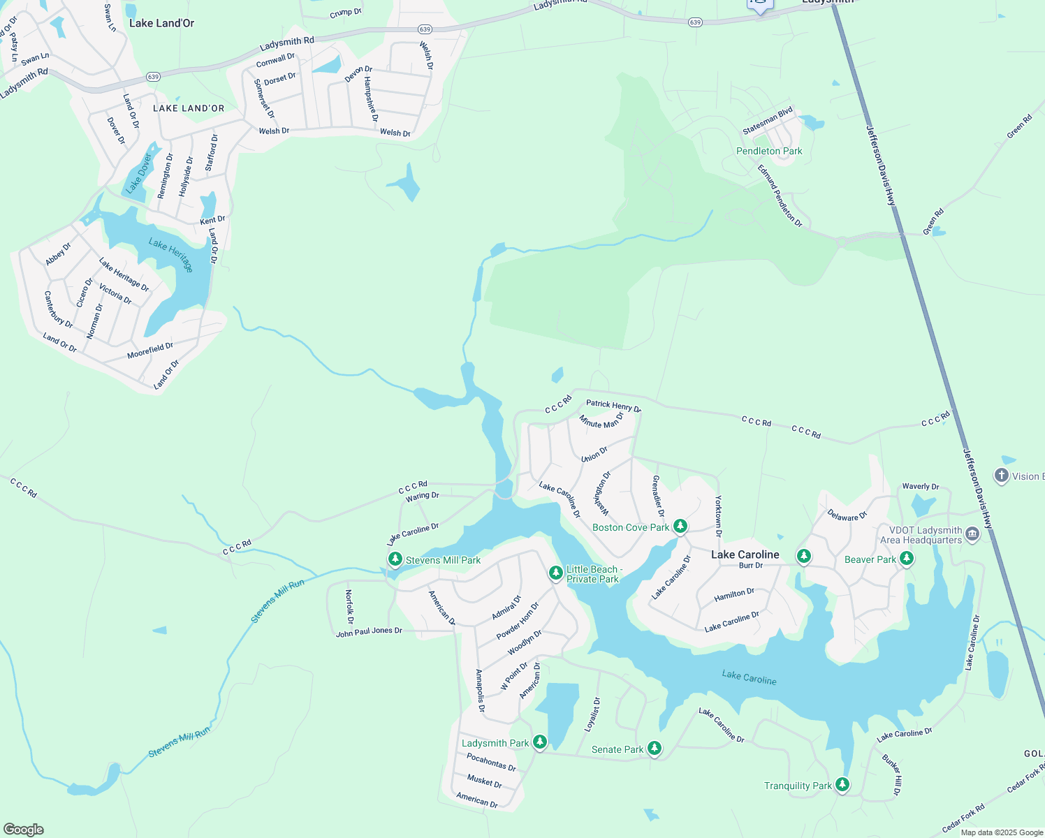 map of restaurants, bars, coffee shops, grocery stores, and more near 204 Patrick Henry Drive in Ruther Glen