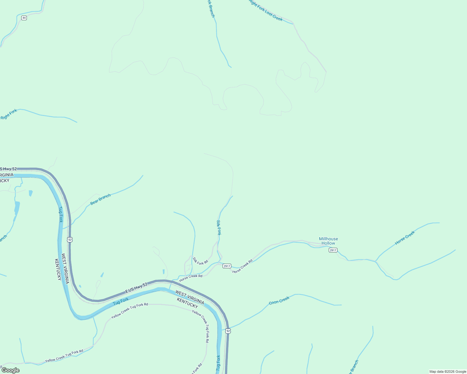map of restaurants, bars, coffee shops, grocery stores, and more near 946 Silk Fork Road in Fort Gay