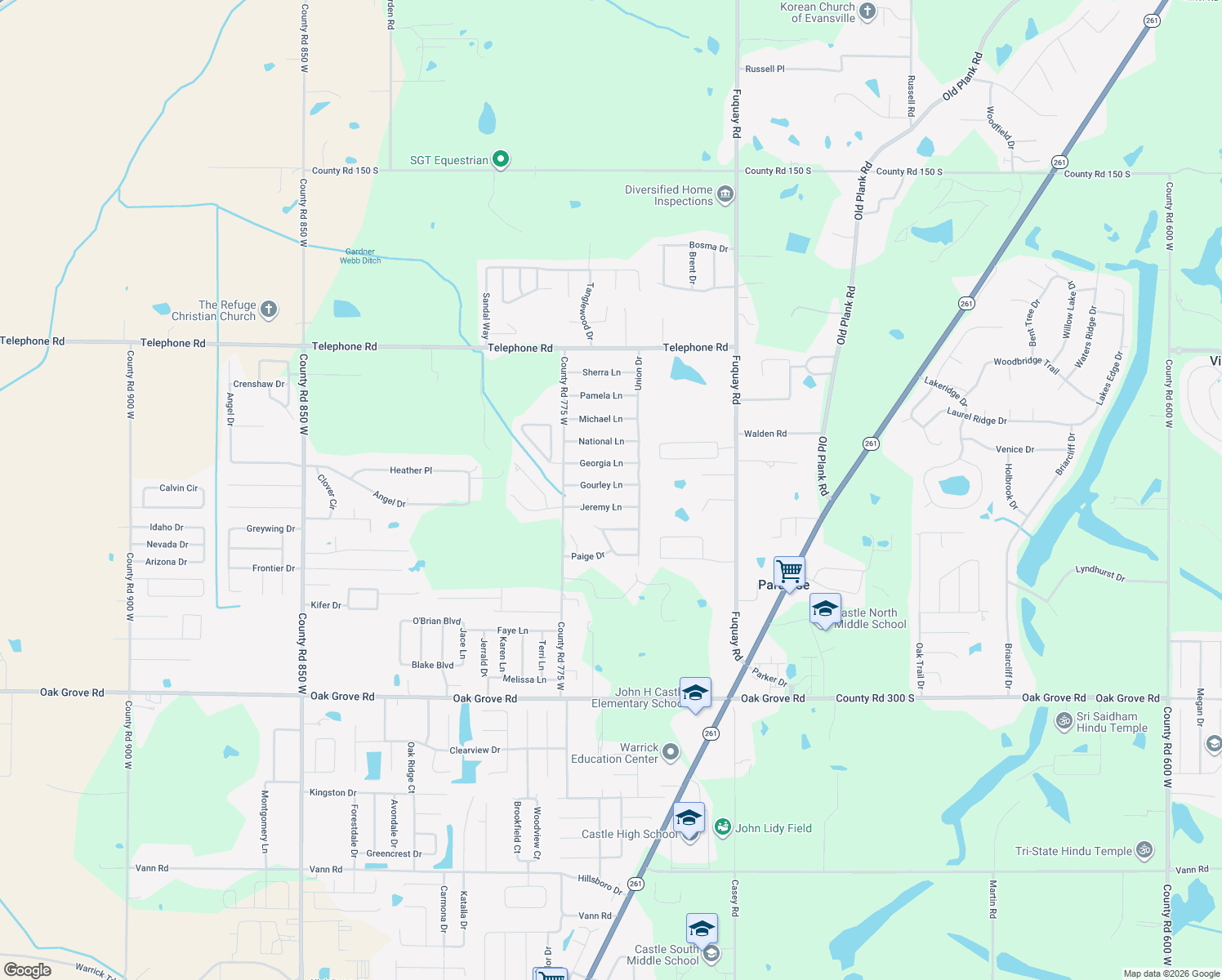 map of restaurants, bars, coffee shops, grocery stores, and more near 7611 Gourley Ln in Newburgh