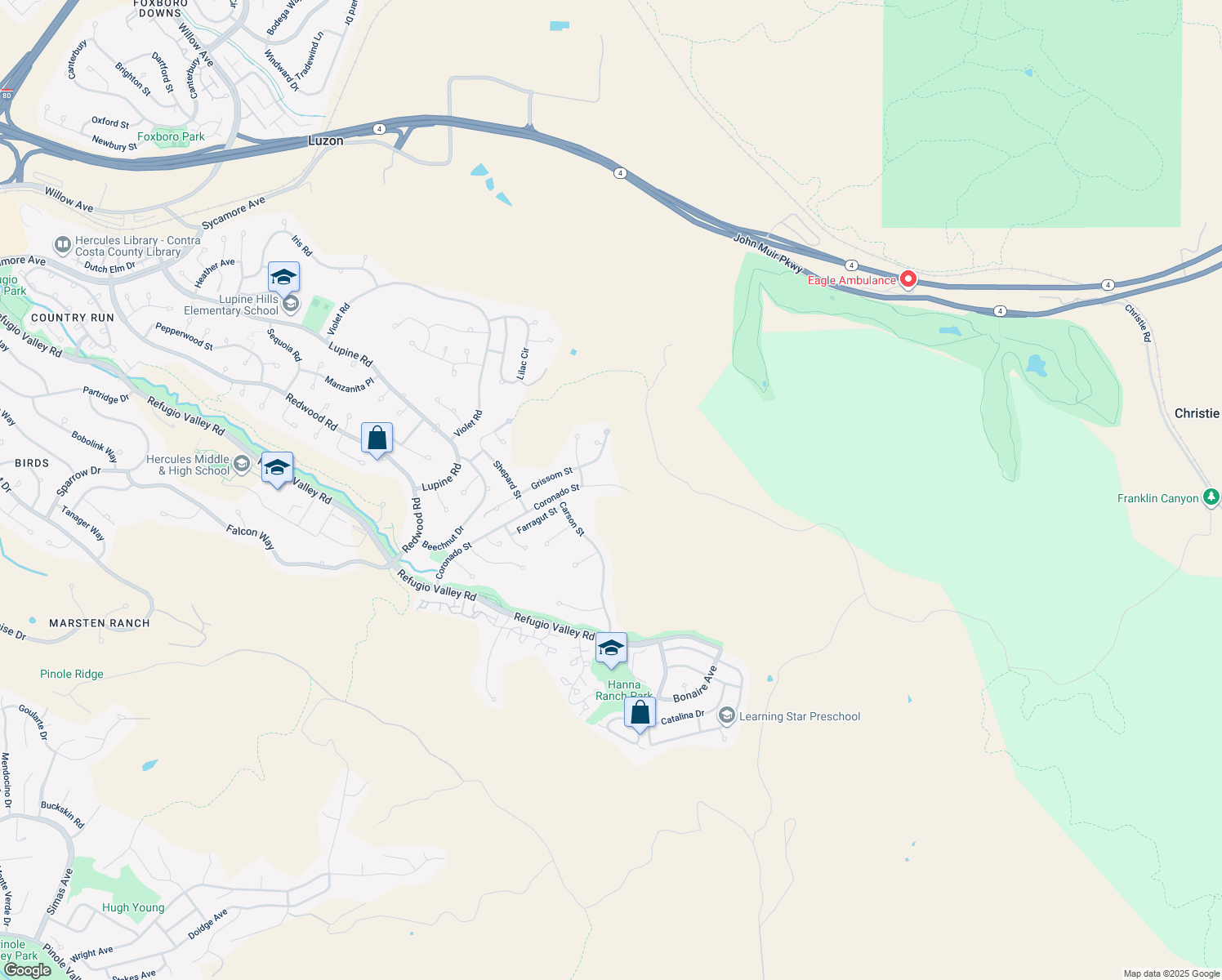 map of restaurants, bars, coffee shops, grocery stores, and more near 266 Coronado St in Hercules
