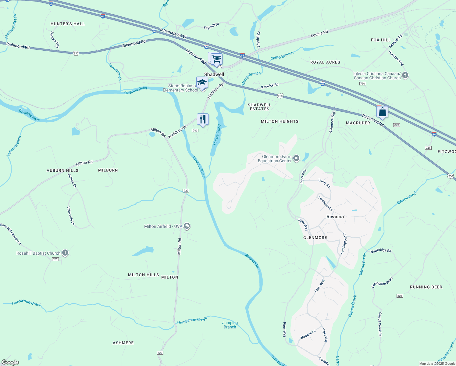 map of restaurants, bars, coffee shops, grocery stores, and more near 1358 Queenscroft in Keswick