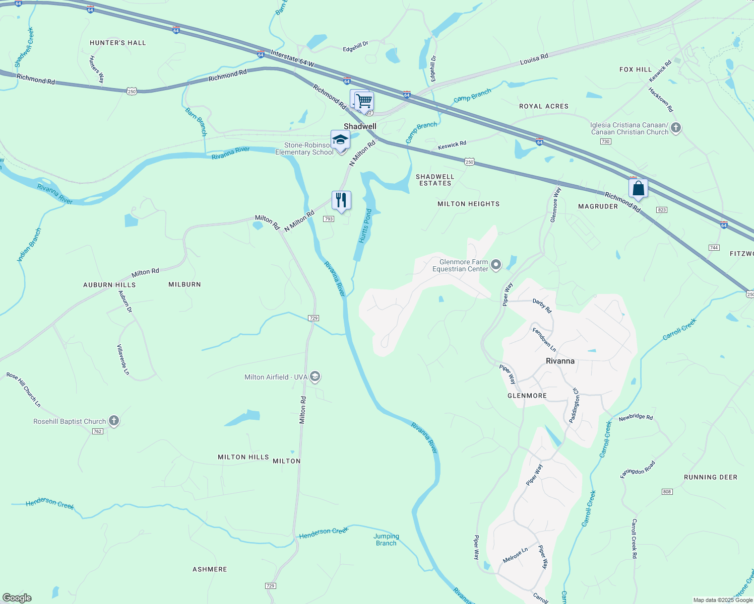 map of restaurants, bars, coffee shops, grocery stores, and more near 1408 Queenscroft in Keswick