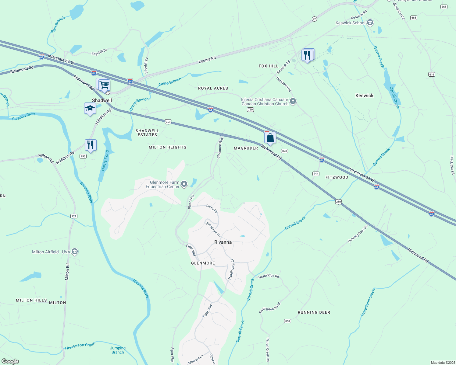 map of restaurants, bars, coffee shops, grocery stores, and more near 1192 Ashton Rd in Albemarle