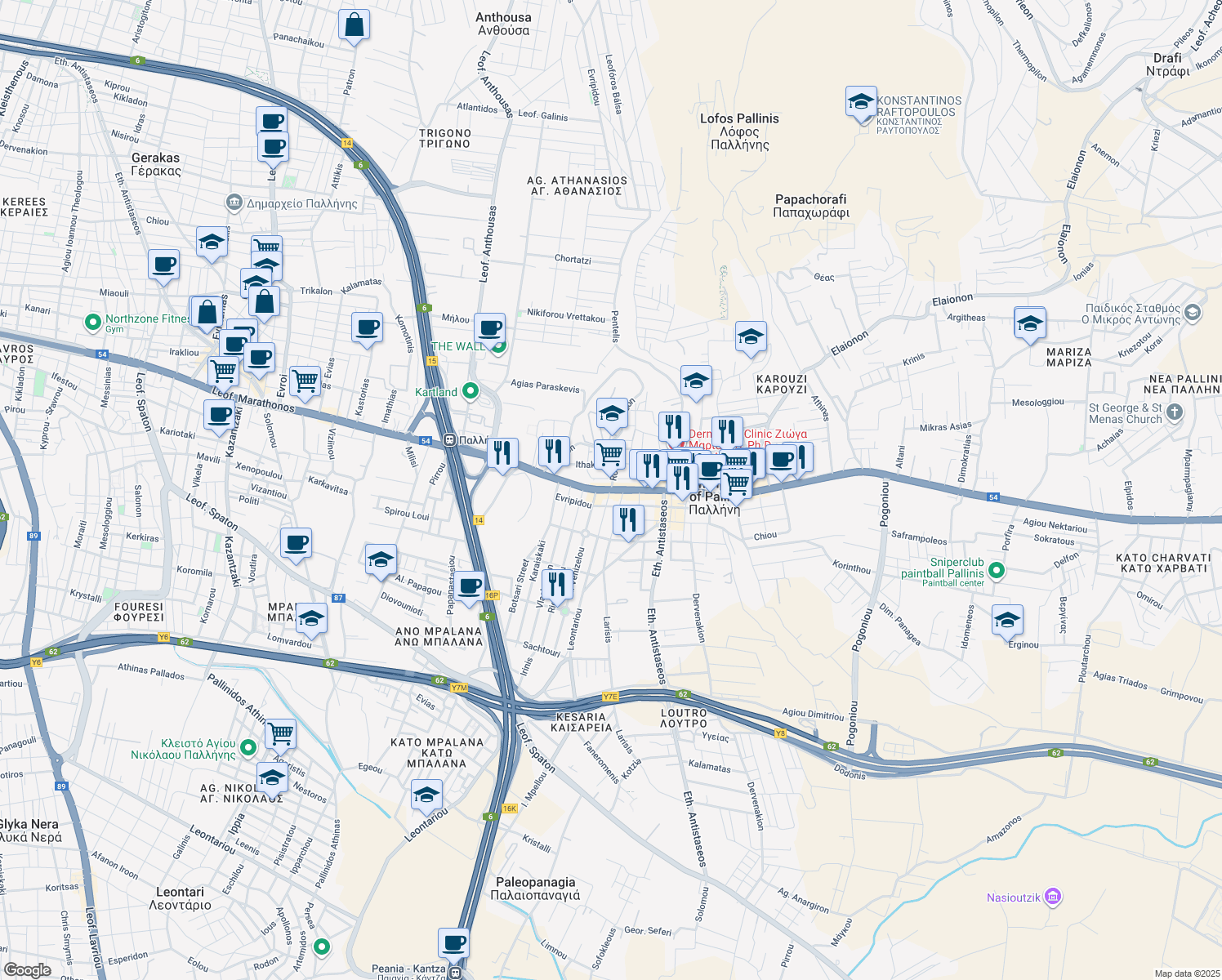 map of restaurants, bars, coffee shops, grocery stores, and more near in 