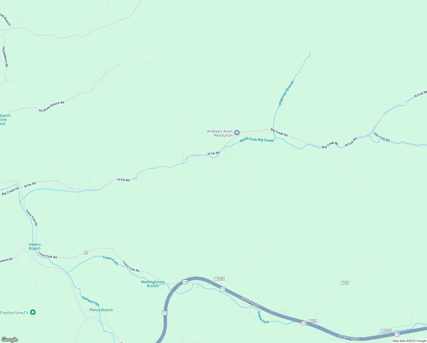 map of restaurants, bars, coffee shops, grocery stores, and more near 124 Miller Lane in Chapmanville