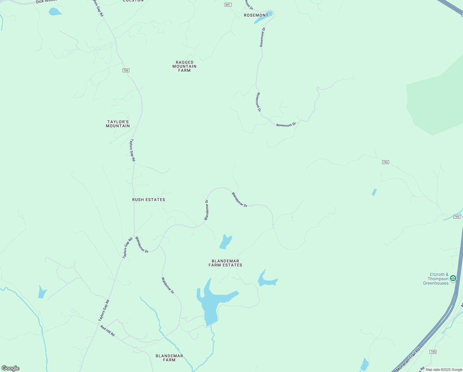 map of restaurants, bars, coffee shops, grocery stores, and more near 1529 White Eagle Lane in Charlottesville