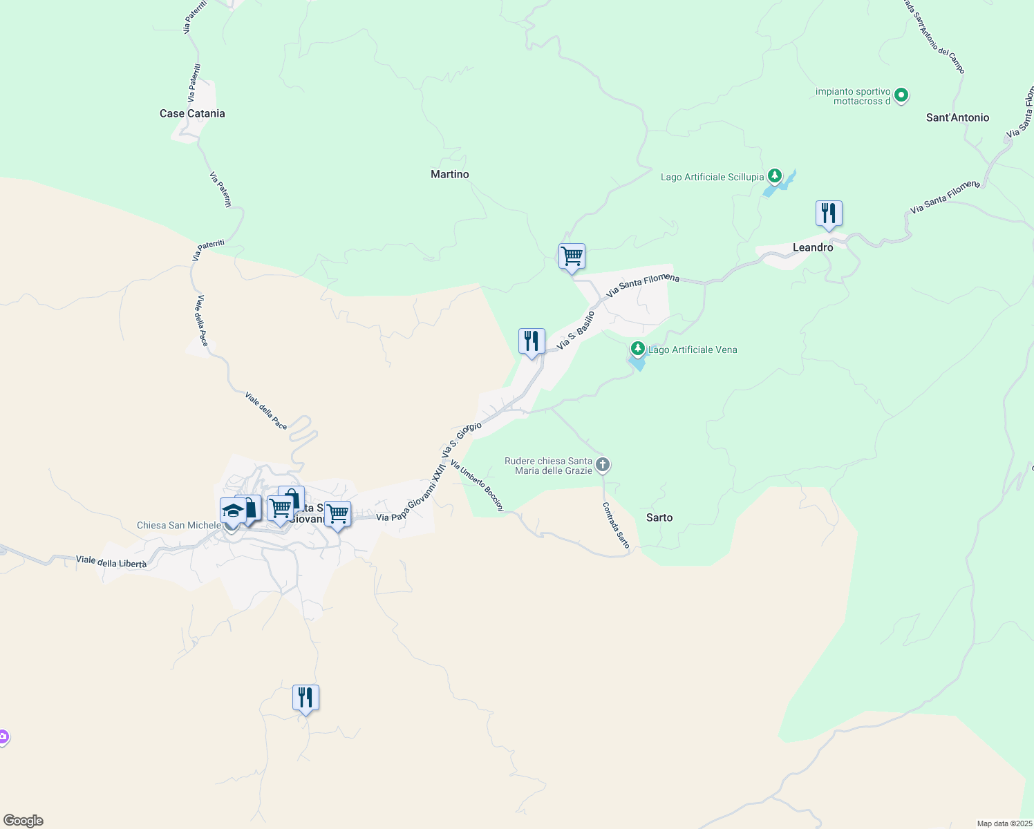 map of restaurants, bars, coffee shops, grocery stores, and more near 6 Contrada Sarto in Città metropolitana di Reggio Calabria