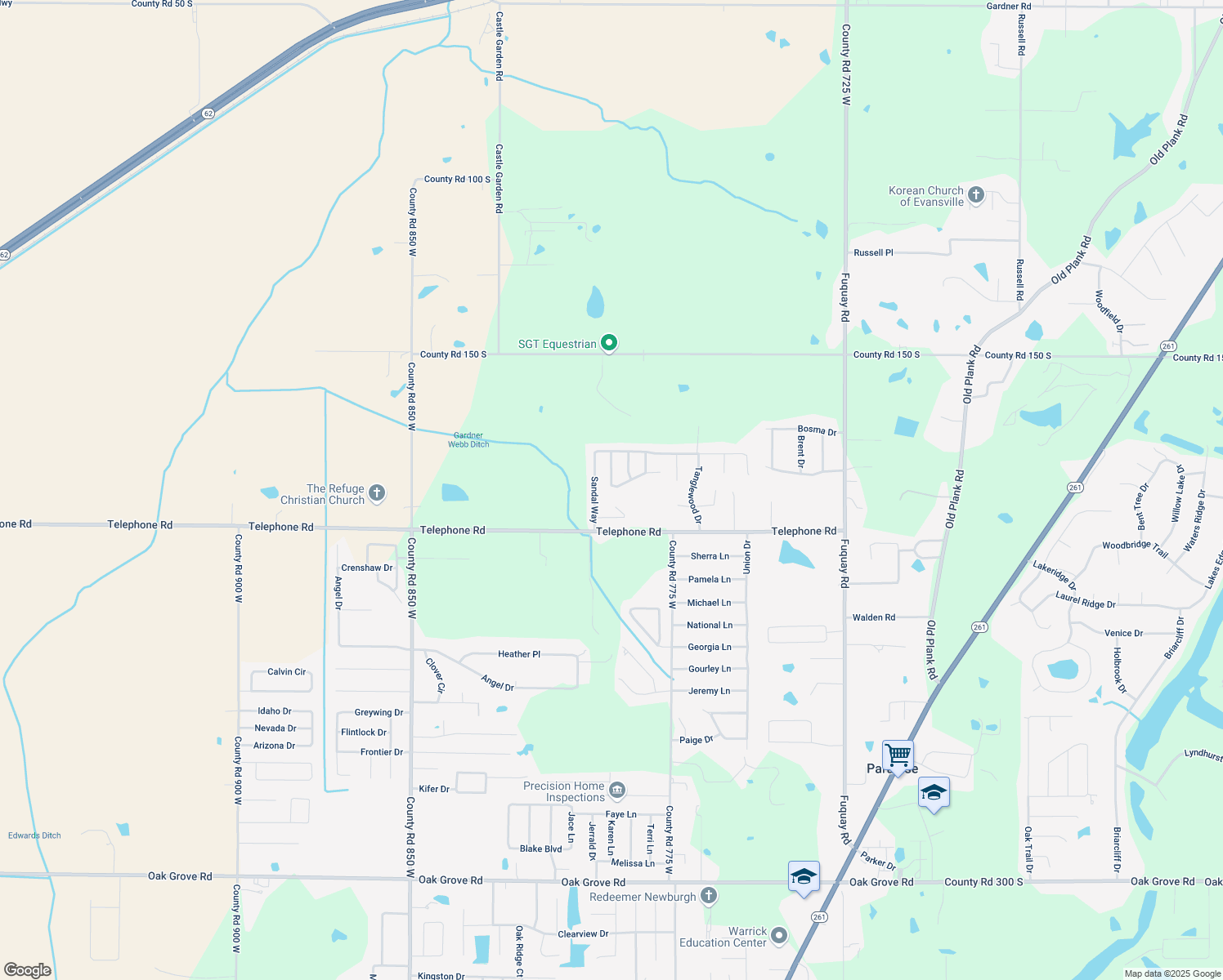 map of restaurants, bars, coffee shops, grocery stores, and more near 1918 Saint Lucia Drive in Newburgh