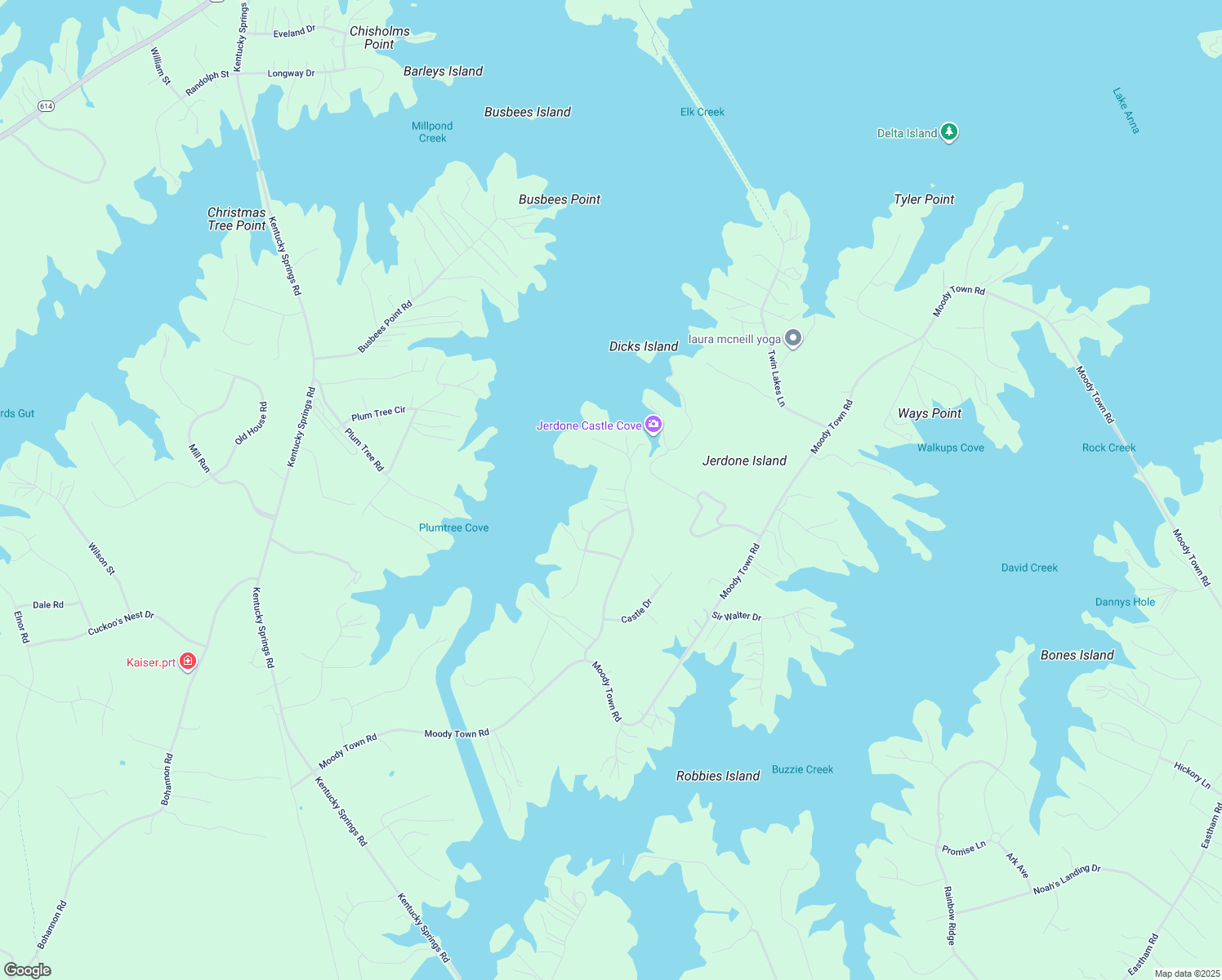 map of restaurants, bars, coffee shops, grocery stores, and more near 525 Point Drive in Bumpass