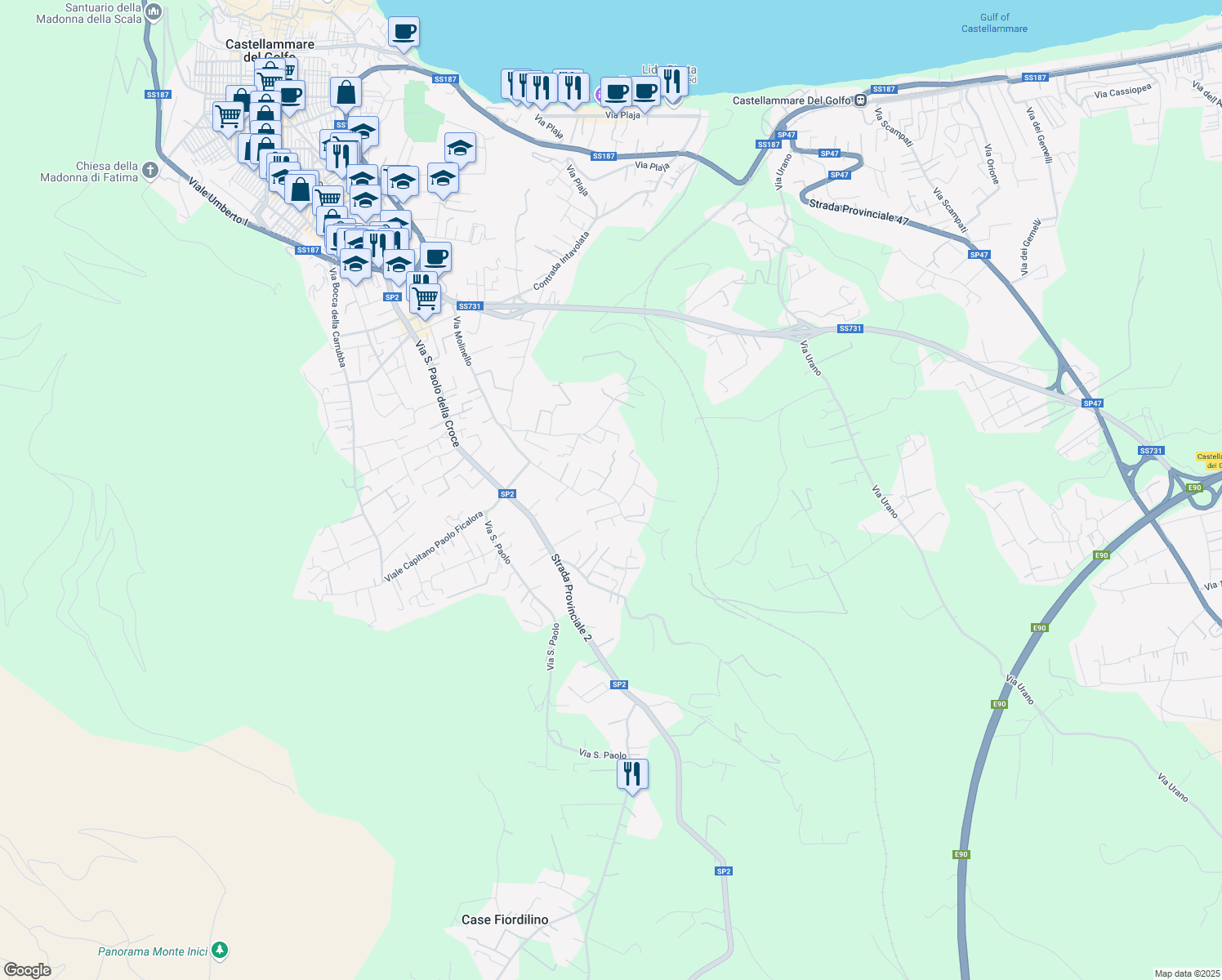 map of restaurants, bars, coffee shops, grocery stores, and more near 63 Contrada Cuti - Limonello in Castellammare del Golfo
