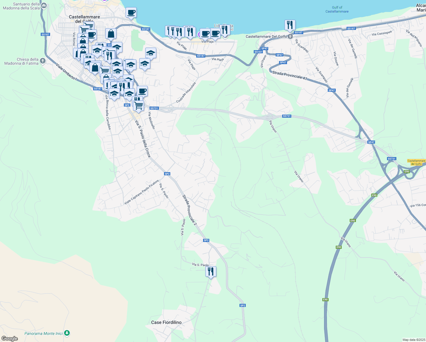 map of restaurants, bars, coffee shops, grocery stores, and more near 63 Contrada Cuti - Limonello in Castellammare del Golfo