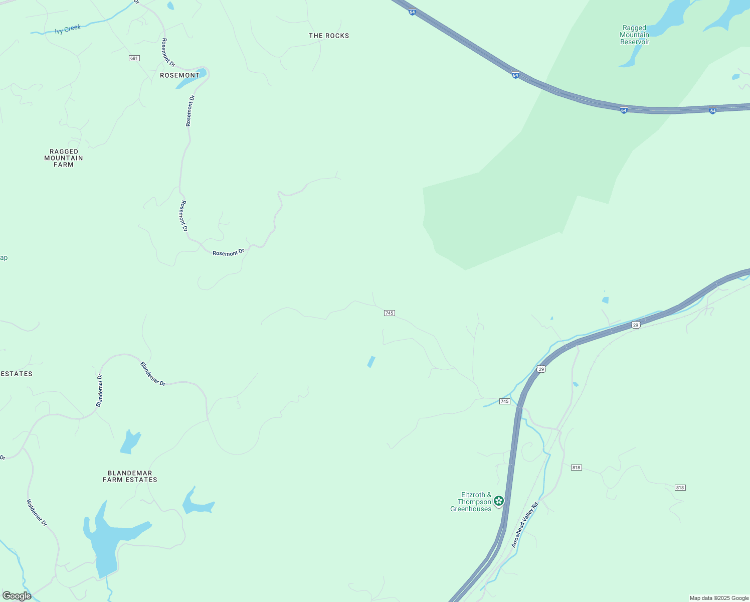 map of restaurants, bars, coffee shops, grocery stores, and more near 2704 Poorhouse Road in Charlottesville