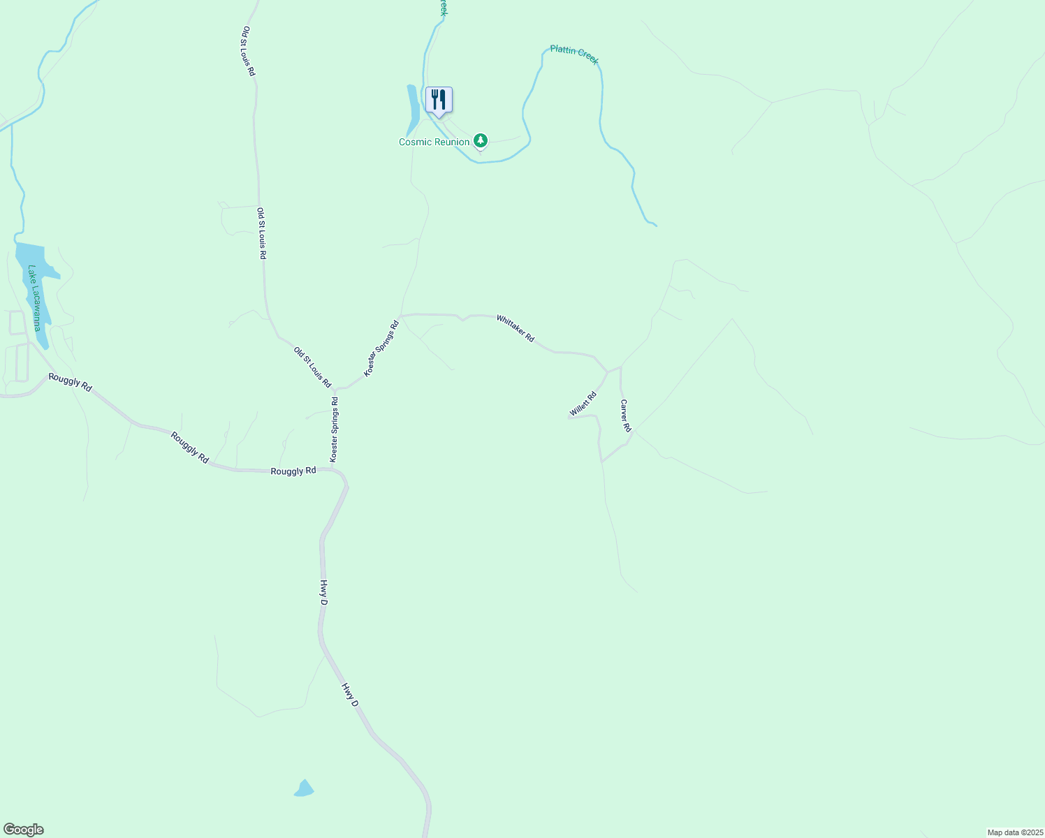 map of restaurants, bars, coffee shops, grocery stores, and more near 5150 Whittaker Road in French Village