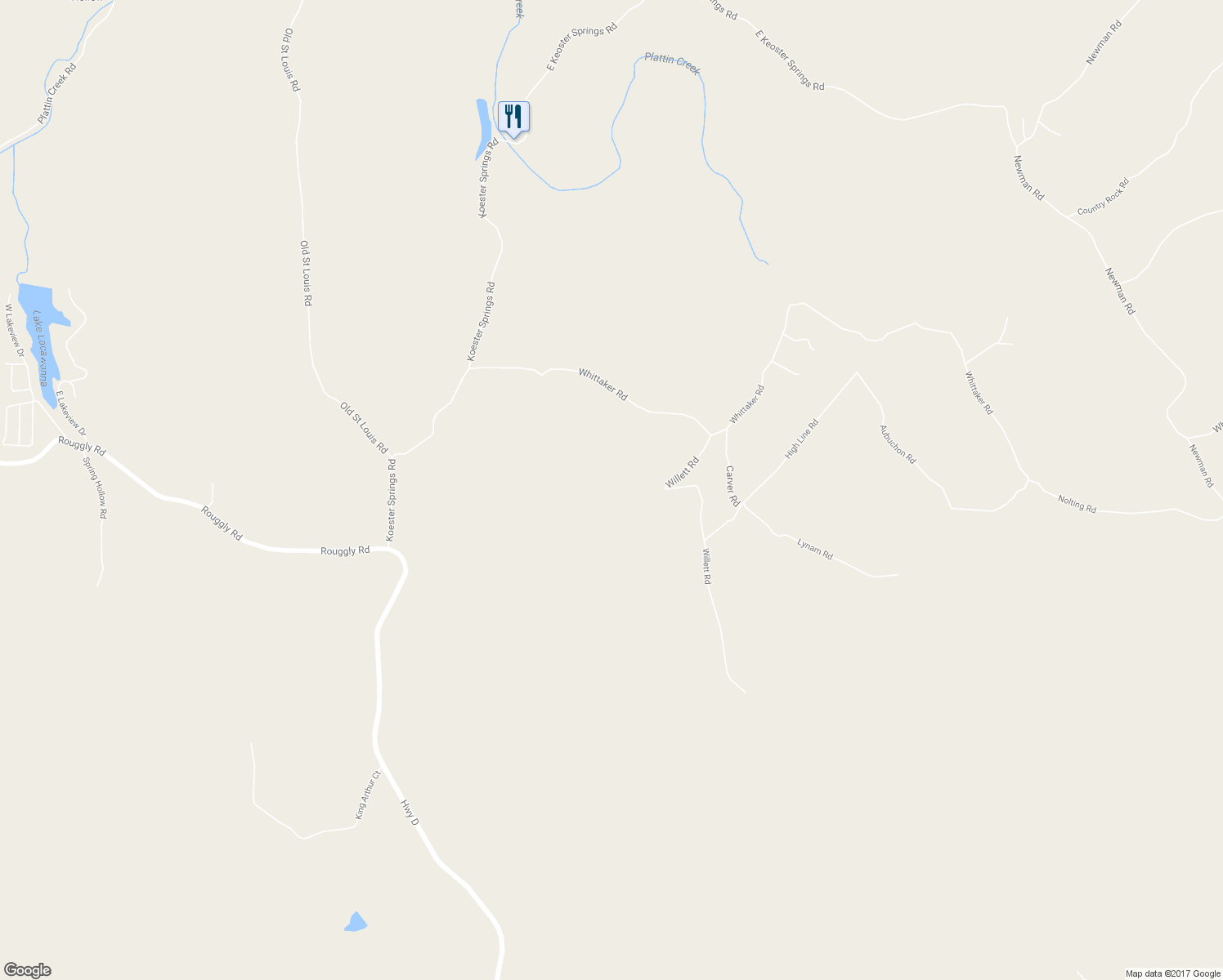 map of restaurants, bars, coffee shops, grocery stores, and more near 5150 Whittaker Road in French Village