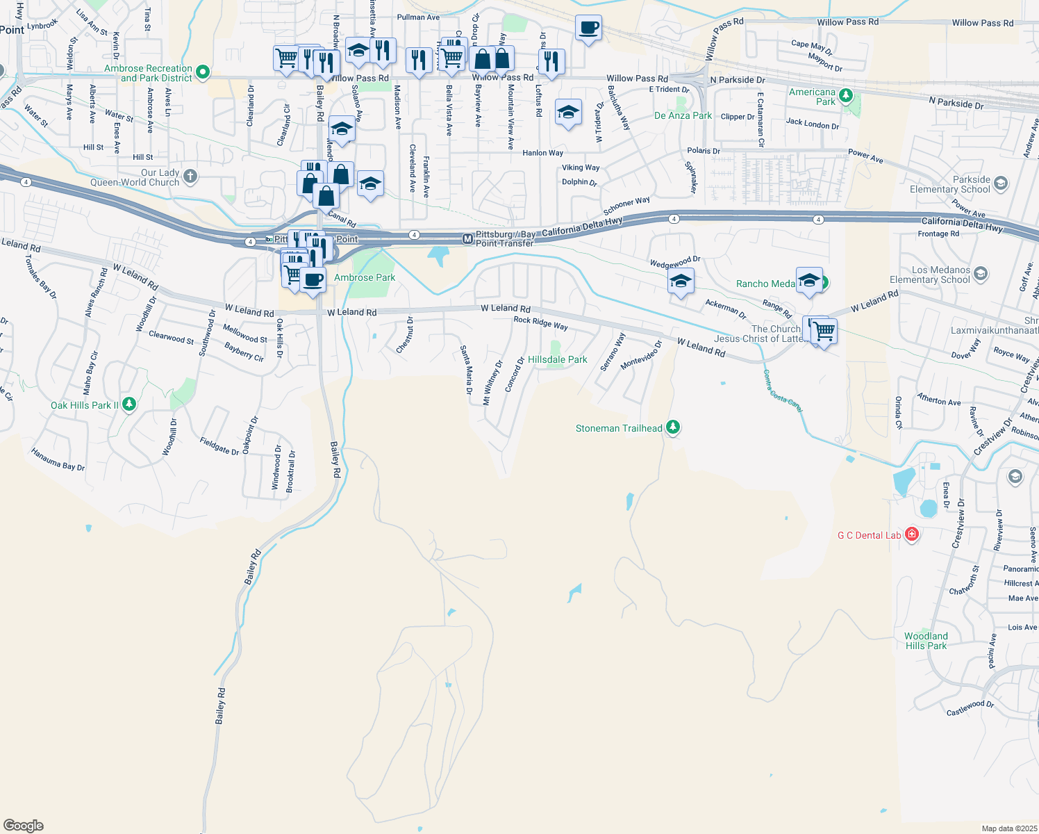 map of restaurants, bars, coffee shops, grocery stores, and more near 2265 Jacqueline Drive in Pittsburg