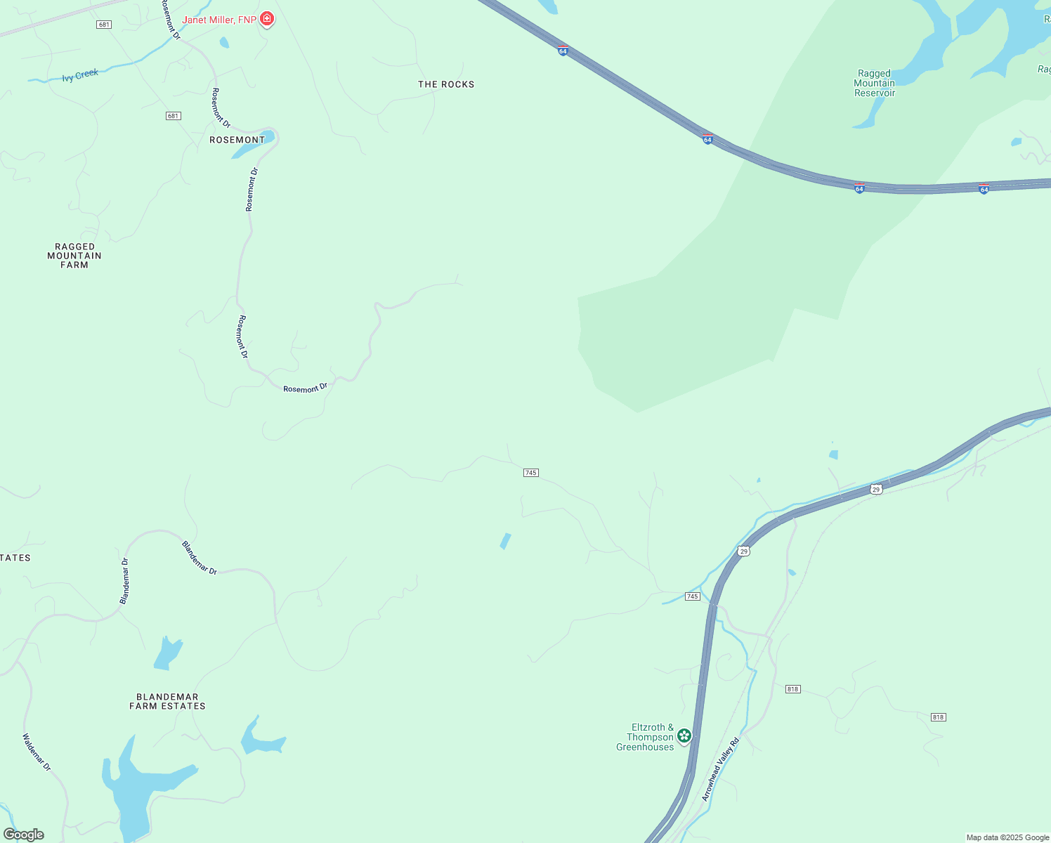 map of restaurants, bars, coffee shops, grocery stores, and more near 2704 Poorhouse Road in Charlottesville