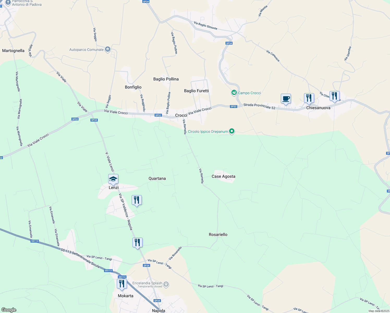 map of restaurants, bars, coffee shops, grocery stores, and more near 3 Via Ramella in Libero consorzio comunale di Trapani