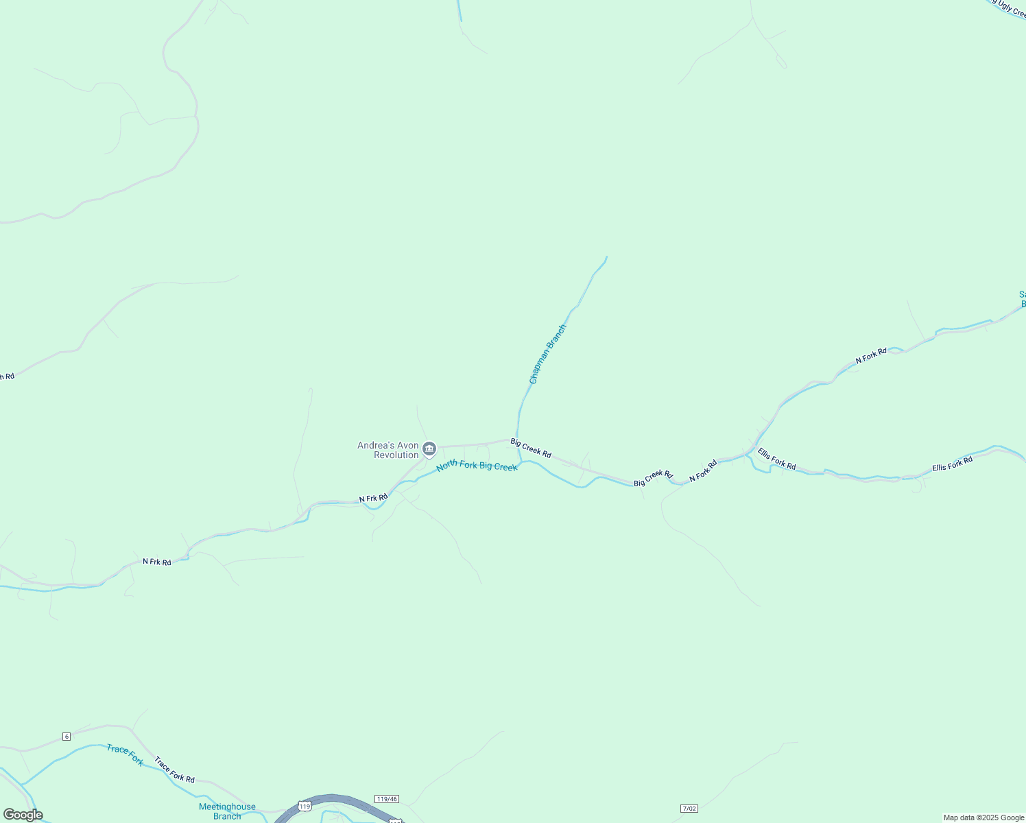 map of restaurants, bars, coffee shops, grocery stores, and more near 107 Teakwood Road in Chapmanville