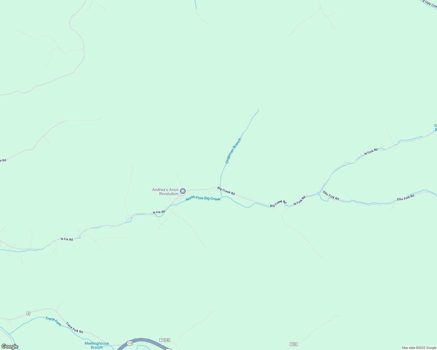 map of restaurants, bars, coffee shops, grocery stores, and more near 107 Teakwood Road in Chapmanville