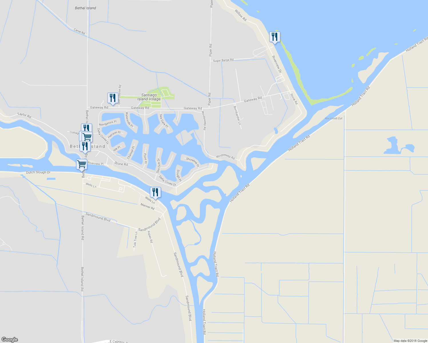 map of restaurants, bars, coffee shops, grocery stores, and more near 4016 Stone Road in Bethel Island