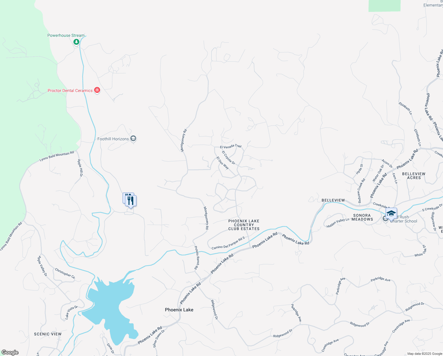 map of restaurants, bars, coffee shops, grocery stores, and more near 21756 El Puma Circle in Sonora