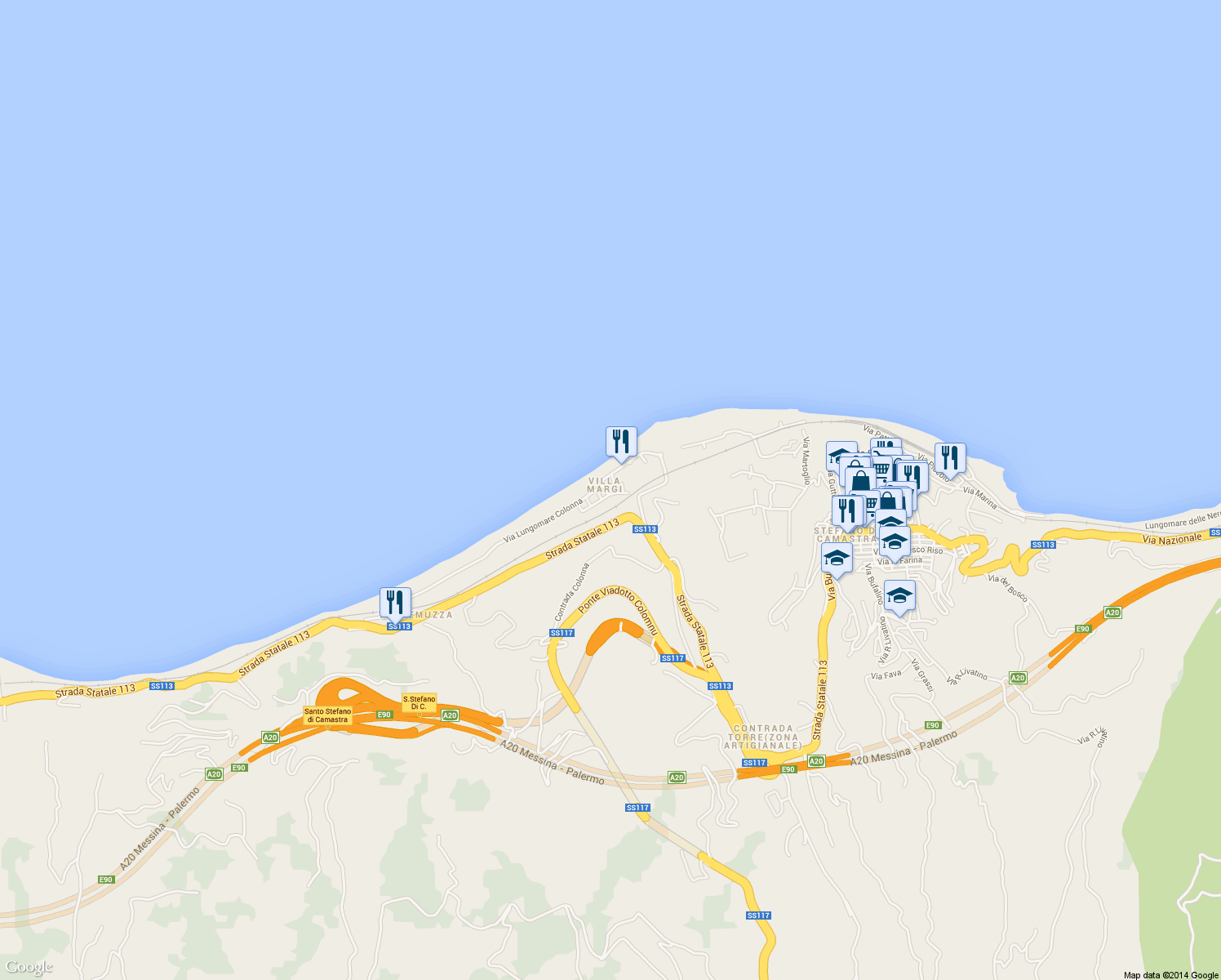 map of restaurants, bars, coffee shops, grocery stores, and more near 1 Via Luigi Pirandello in Villa Margi