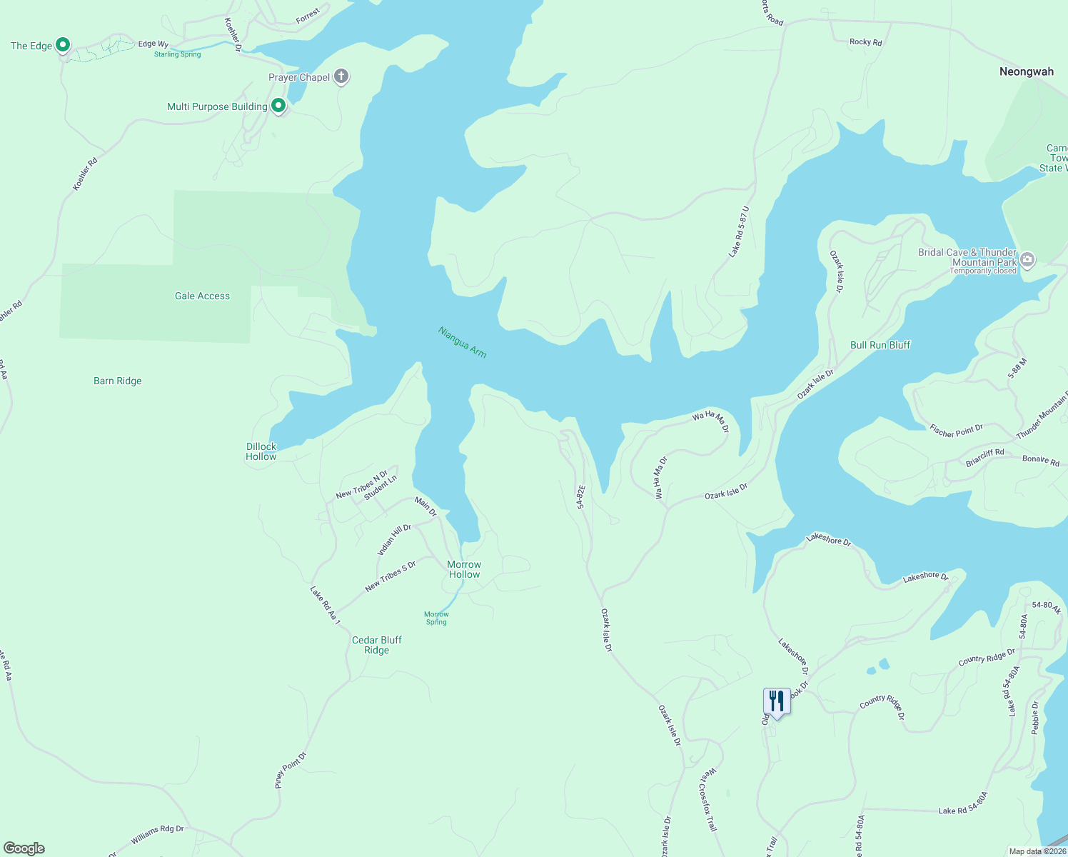 map of restaurants, bars, coffee shops, grocery stores, and more near 768 Clearwater Drive in Camdenton