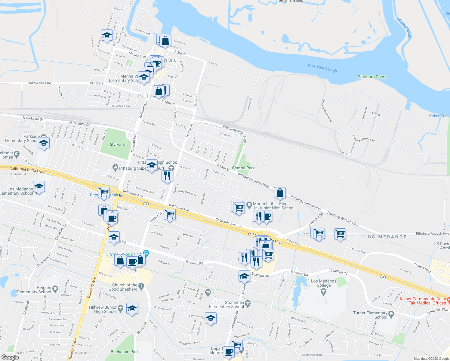 map of restaurants, bars, coffee shops, grocery stores, and more near 655 Chester Drive in Pittsburg