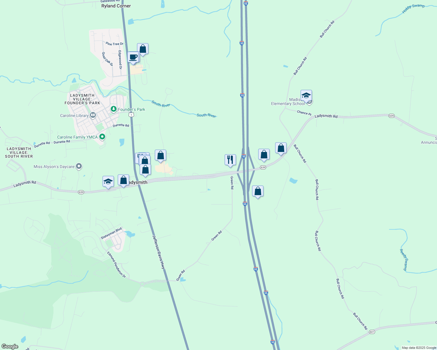 Ladysmith Road, Ruther Glen VA Walk Score